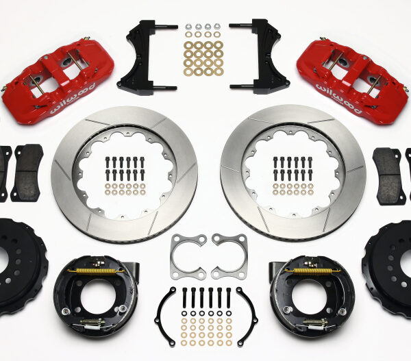 Wilwood AERO4 Rear P-Brake Kit 14.00in Red Big Ford Old Style 2.36in Offset