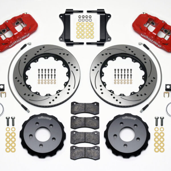 Wilwood AERO6 Front Hat Kit 14.25 Drilled Red 2008-2009 Pontaic G8 w/Lines