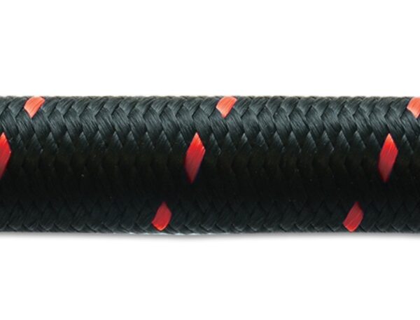 Vibrant -6 AN Two-Tone Black/Red Nylon Braided Flex Hose E85 Friendly (20ft Roll)