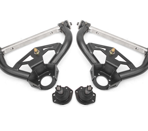 BMR 78-87 GM G-Body Non-Adjustable Upper A-Arms Delrin 0.5in Tall Ball Joint - Black Hammertone