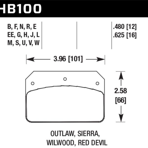 Hawk DTC-80 Wilwood DL/Outlaw/Sierra 12mm Race Brake Pads