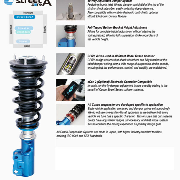 Cusco Street Zero-A 91-93 Nissan 180SX / RS 13 40-Way Adj Coilovers