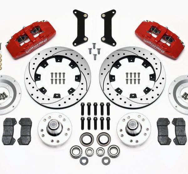 Wilwood Dynapro 6 Front Hub Kit 12.19in Drilled Red 79-87 GM G Body