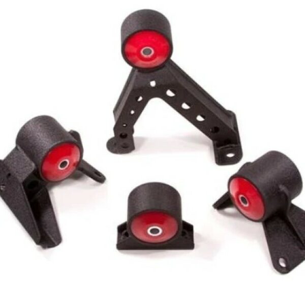 Innovative 07-13 Mitsubishi Evolution 4B11T Black Steel Mounts 95A Bushings