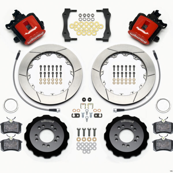 Wilwood Combination Parking Brake Rear Kit 12.88in Red 2013-Up Ford Focus ST w/ Lines