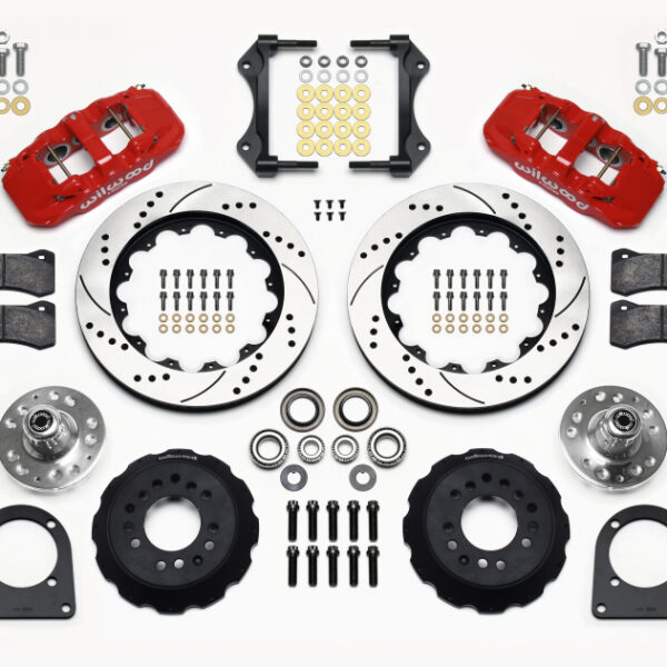 Wilwood AERO6 Front Hub Kit 14.00in Drill Red TCI-IFS 71-78 (Pinto Based)