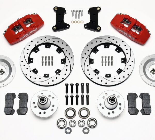 Wilwood Dynapro 6 Front Hub Kit 12.19in Drilled Red 74-80 Pinto/Mustang II Disc Spindle only