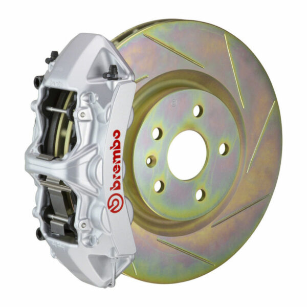 Brembo 05-14 Mustang GT Excl non-ABS Equipped Fr GT BBK 6Pist Cast 355x32 1pc Rtr Slot Type1-Silver
