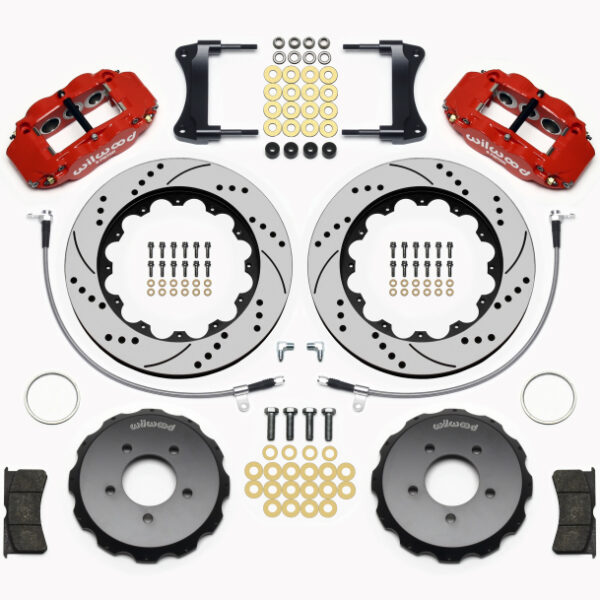 Wilwood Narrow Superlite 6R Front Hat Kit 14.00in Drill Red 2005-Up Mazda Miata w/ Lines