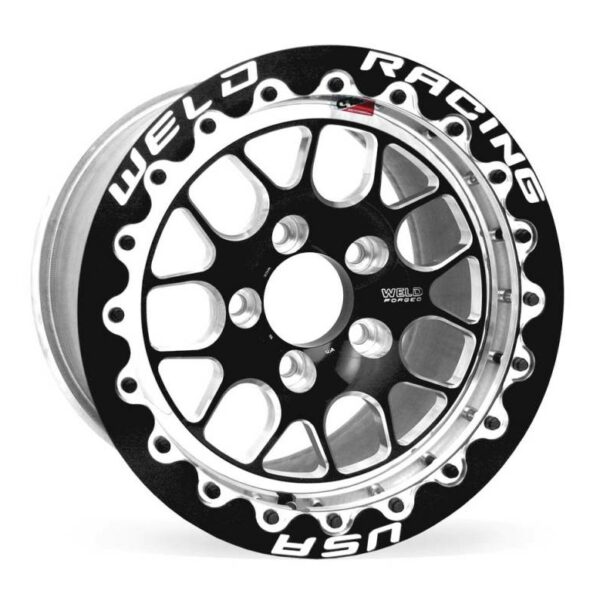 Weld S77 15x10.33 / 5x4.5 BP / 6.5in. BS Black Wheel (Medium Pad) - Black Single Beadlock MT