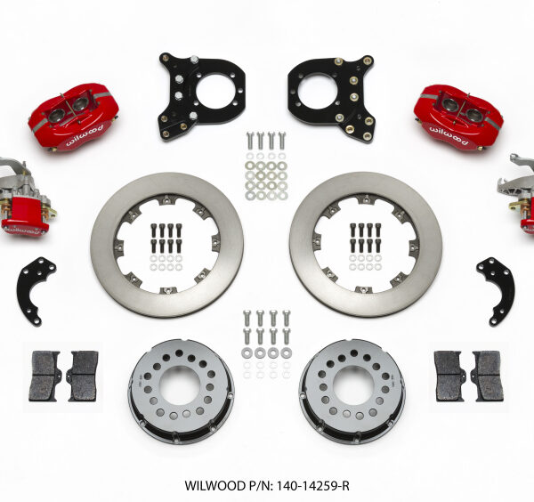 Wilwood Forged Dynalite P/S Rear Kit w/MC4 P-Brake Red Chev 12 Bolt w/Clip Elimin-Staggered