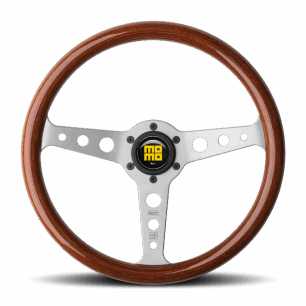 Momo Indy Steering Wheel 350 mm - Magoany Wood/Brshd Spokes