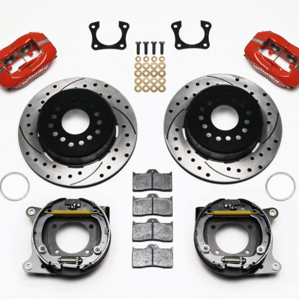 Wilwood Forged Dynalite P/S Park Brake Kit Drilled Red 58-64 Olds/Pontiac Ends