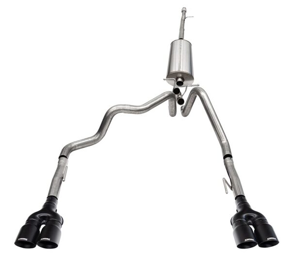 Corsa 19-24 GMC Sierra 1500 Cat-Back Dual Rear Exit with Twin 4in Black Powder Coat Pro-Series Tips