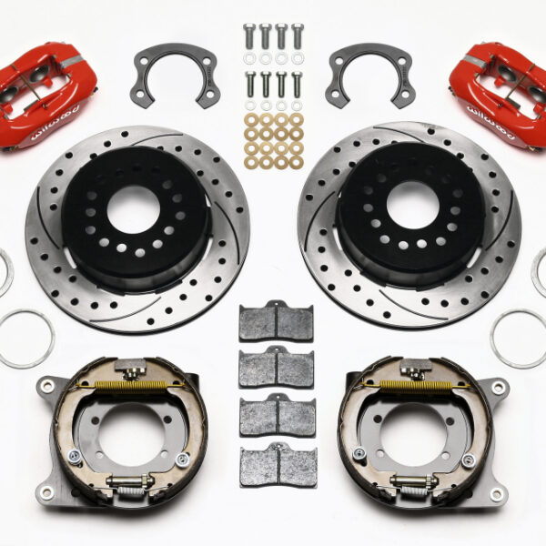Wilwood Forged Dynalite P/S Park Brake Kit Drilled Red Ford 8.8 Special w/2.50in Offset-5 Lug