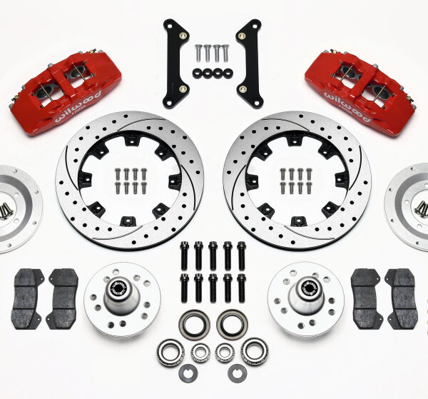 Wilwood Dynapro 6 Front Hub Kit 12.19in Drilled Red 70-78 Camaro