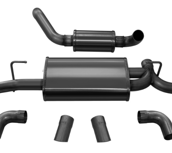 Corsa 2018-2024 Jeep Wrangler JL 2.5in Dual Rear Turn Down Exit Black Touring Axle-Back Exhaust