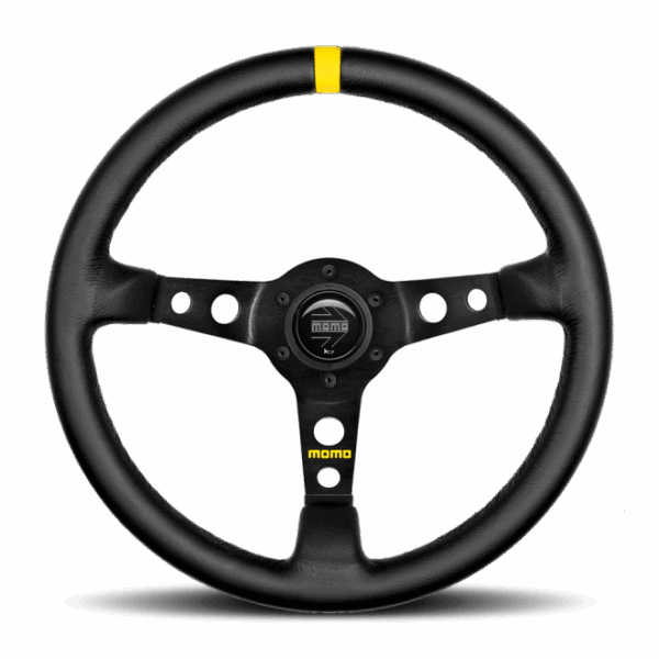 Momo MOD07 Steering Wheel 350 mm -  Black Leather/Black Spokes/1 Stripe