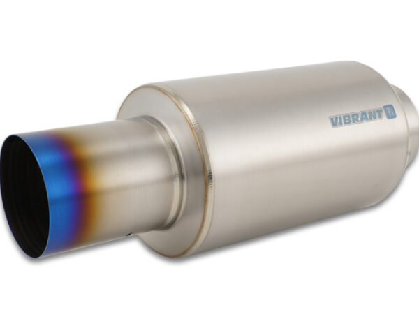 Vibrant Titanium Muffler w/Straight Cut Burnt Tip 4in Inlet / 4in Outlet