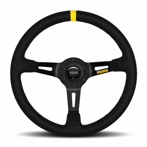 Momo MOD08 Steering Wheel 350 mm -  Black Suede/Black Spokes/1 Stripe