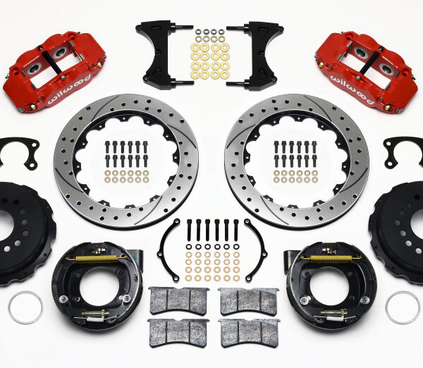 Wilwood Narrow Superlite 4R Rear P-Brk Kit 12.88in Drilled Red Big Ford New Style 2.36in Offset