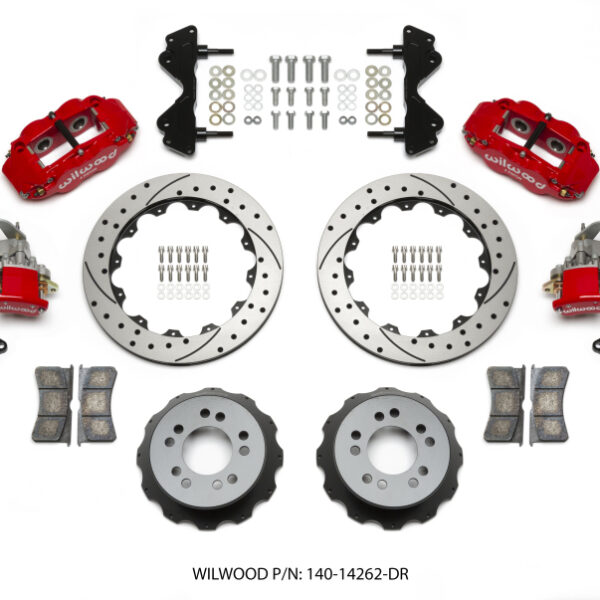 Wilwood Narrow Superlite 4R / MC4 Rear Kit 12.88 Drilled Red Currie Pro-Tour Unit Bearing Floater
