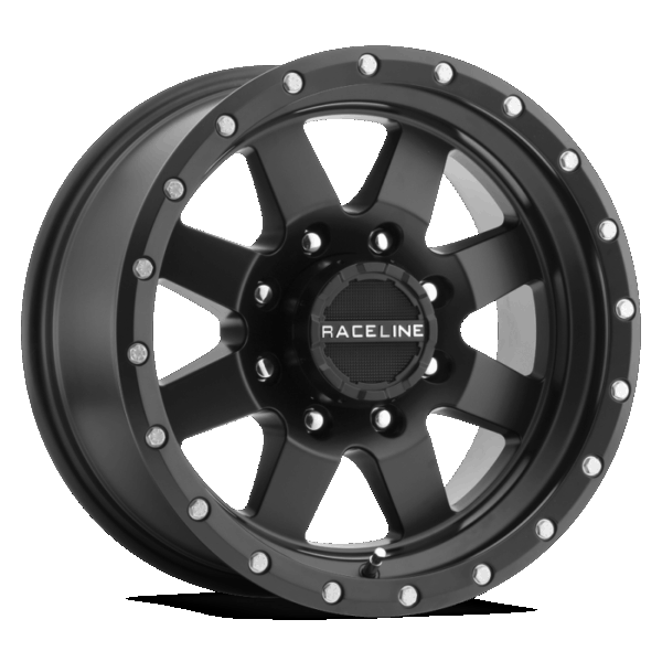 Raceline 935B Defender 18x9in / 6x139.7 BP / 18mm Offset / 107.95mm Bore - Satin Black Wheel
