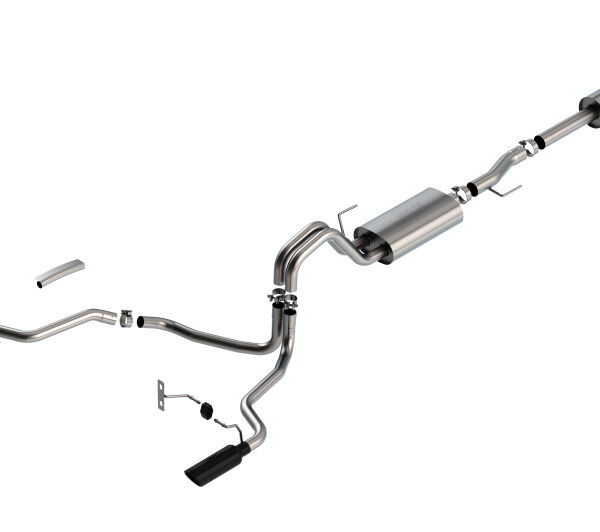 Borla F-150 2021 2.7L/3.5L 4dr CC SB EC STB Lar/KingR/Plnm/LTD 3/2.25 SRE CB Touring BLK CHR Tips