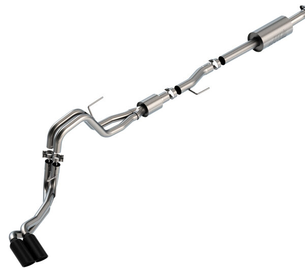 Borla F-150 2021 5.0L 4dr CC SB EC STB Lariat/KR/Pltm/LTD 3/2.25 DSE Cat-Back S-Type Black CHR Tips