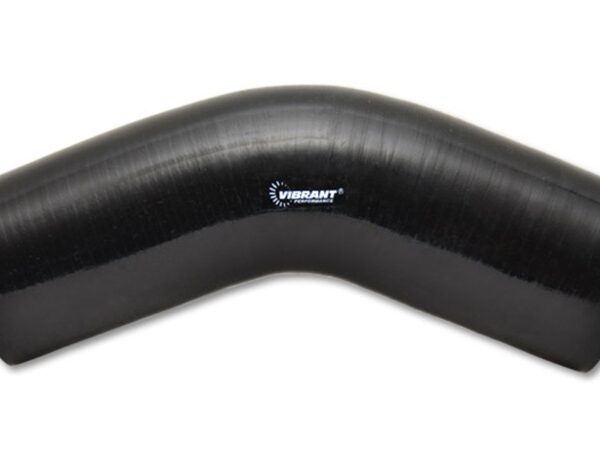Vibrant 4 Ply Reinforced Silicone Elbow Connector - 5in ID x 4in Leg 45 Deg Elbow (BLACK)