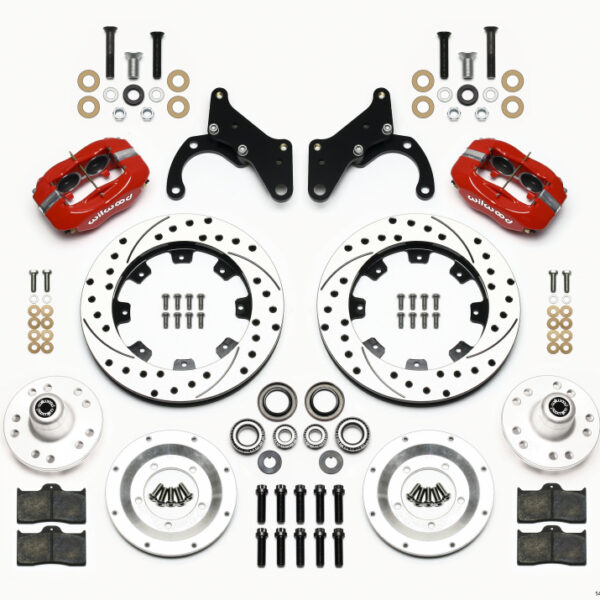 Wilwood Forged Dynalite Front Kit 12.19in Drilled Red 69-70 Impala Drum/Disc 69-82 Vette
