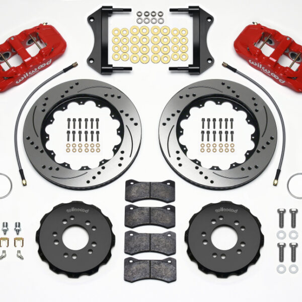 Wilwood AERO6 Front Hat Kit 14.25 Drilled Red 2014-Up Corvette C7 w/Lines