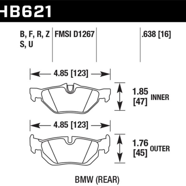 Hawk 2011 BMW 125i Rear ER-1 Brake Pads