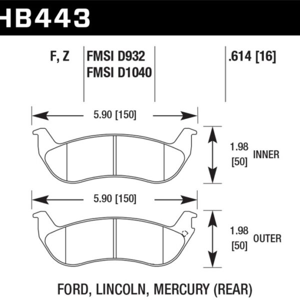 Hawk 03-04 Mercury Marauder DTC-30 Rear Race Pads