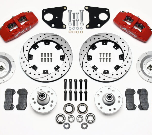 Wilwood Dynapro 6 Front Hub Kit 12.19in Drilled Red 62-72 CDP B & E Body-Drum
