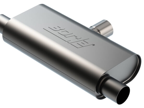 Borla T- Flow Universal Muffler - 2.5in Single Inlet/2.5in Dual Outlet 24in OAL 4.25x9.10x18in Body