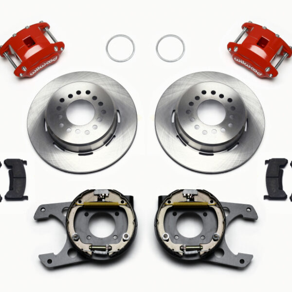 Wilwood D154 P/S Park Brake Kit Red 12 Bolt 2.75in offset Staggered Shock