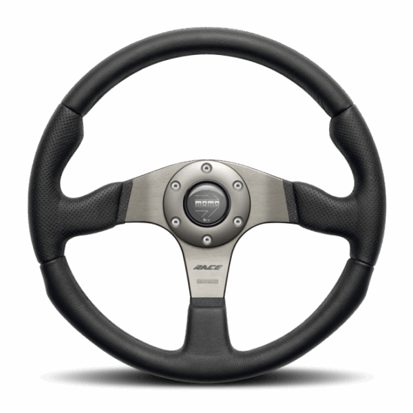 Momo Race Steering Wheel 350 mm - Black Leather/Anth Spokes