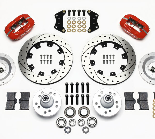 Wilwood Forged Dynalite Front Kit 12.19in Drill-Red Magnum Force Drop Spndle