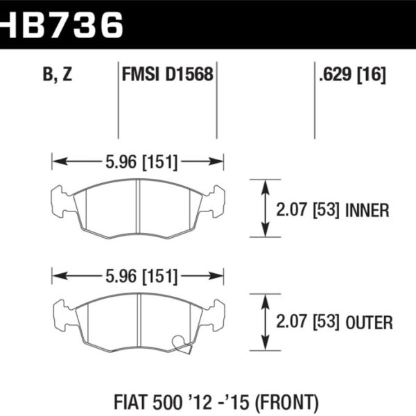 Hawk 14-16 Fiat 500 c Front ER-1 Brake Pads