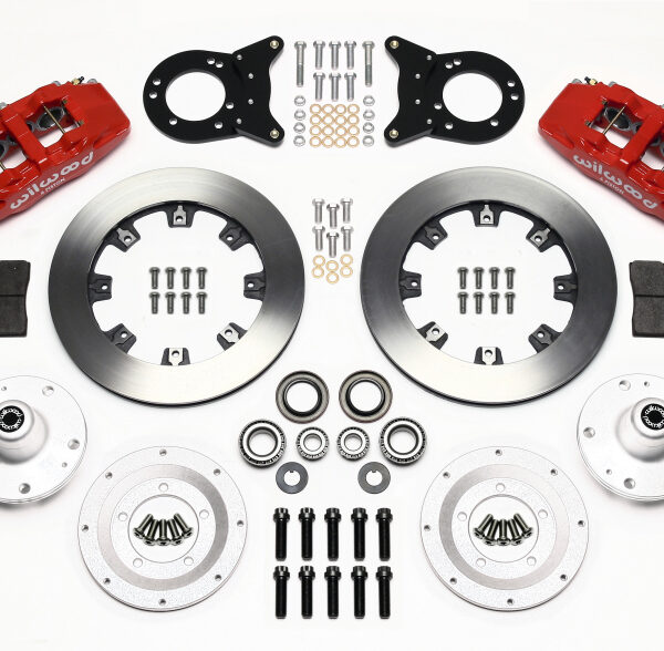 Wilwood Dynapro 6 Front Hub Kit 12.19in Red 1965-1969 Mustang Disc & Drum Spindle
