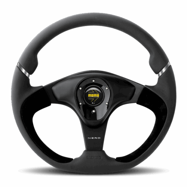 Momo Nero Steering Wheel 350 mm - Black Leather/Suede/Black Spokes