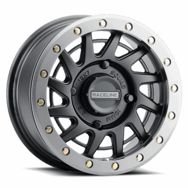 Raceline A12BG Squad 15x7in/4x137 BP/38mm Offset/110.18mm Bore - BLK & Gunmetal Ring Beadlock Wheel