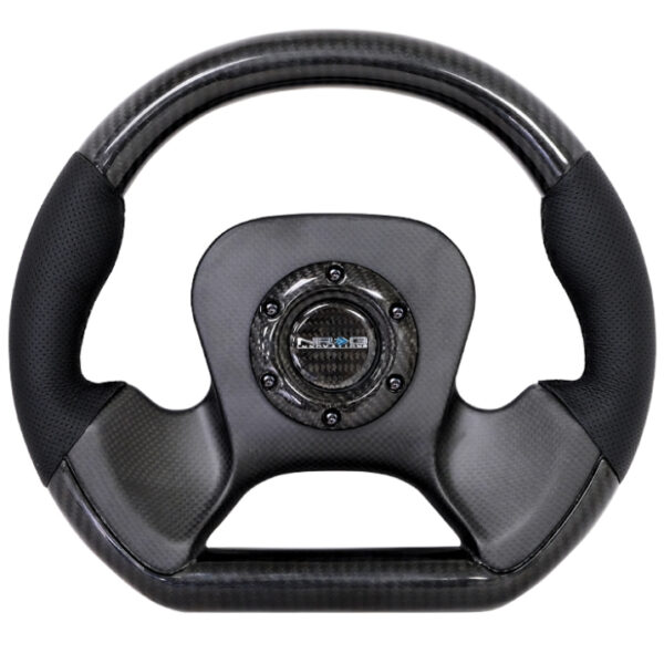 NRG Carbon Fiber Steering Wheel (320mm) CF Center Plate & Two-Tone Carbon w/Leather Trim Handles