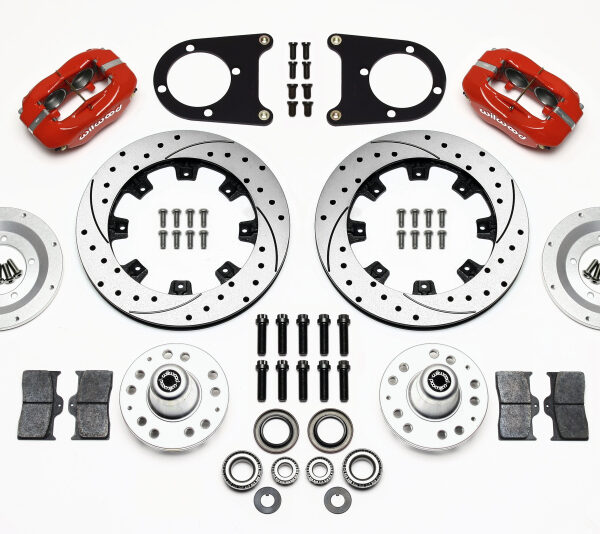 Wilwood Forged Dynalite Front Kit 12.19in Drilled Red 37-48 Ford Psgr. Car Spindle