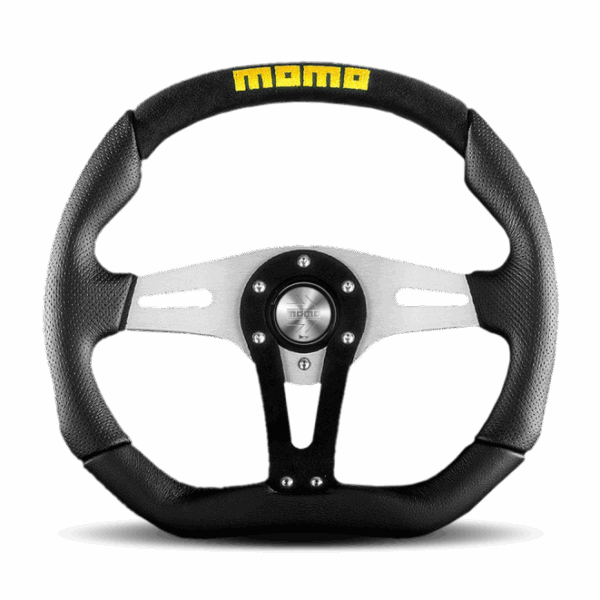 Momo Trek Steering Wheel 350 mm - Black AirLeather/Brshd Al Spokes