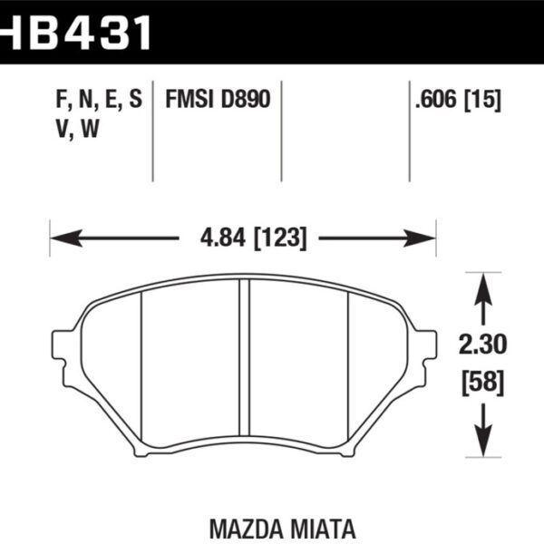 Hawk 01-05 Mazda Miata 1.8L Base OE Incl.Clips Shims Front ER-1 Brake Pads