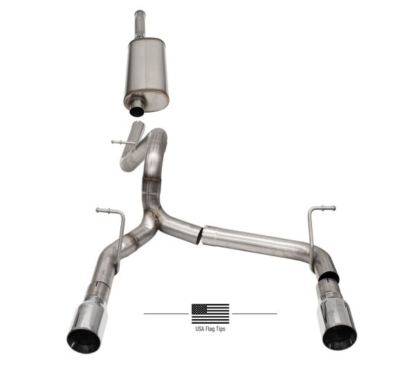 Corsa 2018-2024 Jeep Wrangler JLU 3.6L 2.75in Sport Cat-Back Exhaust w/ American Flag Tips
