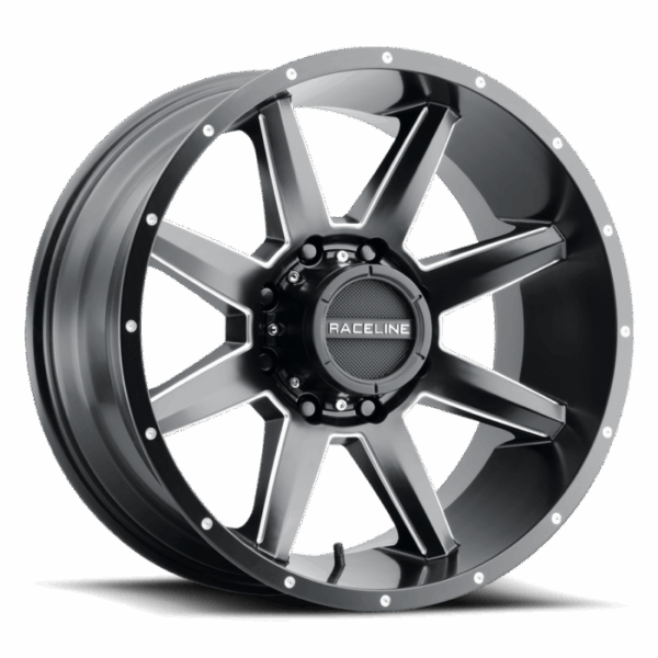 Raceline 954M Stryker 17x8.5in / 8x165.1 BP / 0mm Offset / 125.2mm Bore - Satin Black & Milled Wheel