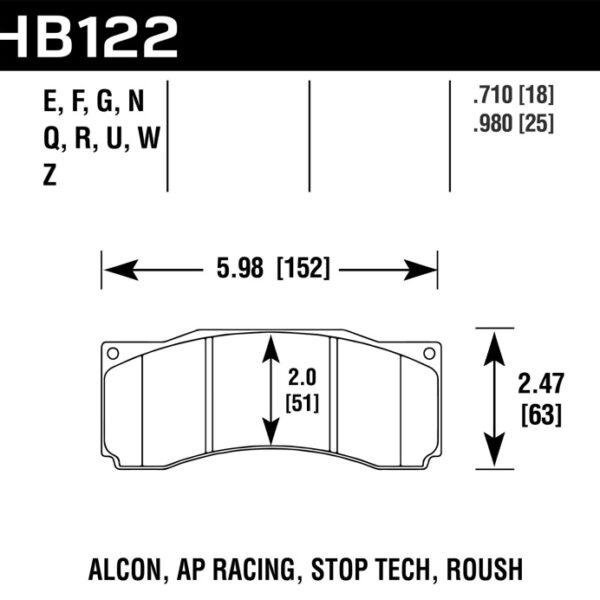 Hawk Alcon/AP Racing, StopTech Roush ER-1 Brake Pad Set
